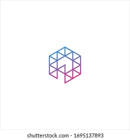 logo p hexagon abstract logo design. right, left, up and down. Delivery, Web, technology, Digital, Marketing, Network icons. construction concept. -vector