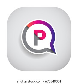 logo P letter colorful on circle chat icon. Vector design template elements for your application or company identity.