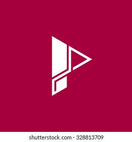 Logo P letter. Isolated on red background. Vector illustration, eps 8.