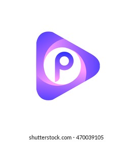 Logo P letter in the triangle shape, font icon, Vector design template elements for your application or company identity.