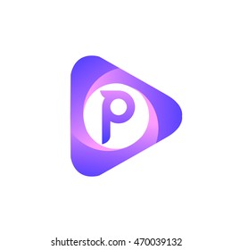 Logo P letter in the triangle shape, font icon, Vector design template elements for your application or company identity.