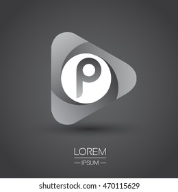 Logo P letter in the triangle shape, font icon, Vector design template elements for your application or company identity.