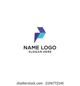 Logo P orygami simple modern 