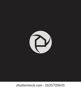 Logotipo P tecnologia tejadilho ilusão vetorial