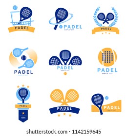 logo padel paddle tennis - set of tennis padel logos designed in three colors. Isolated vector