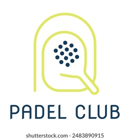 logo padel tennis blue and green color in isolated background