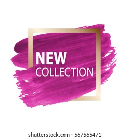 Logo paint template. Design abstract banner, flyers, leaflets, invitation, strokes of color paint and frame. Grunge texture paint brush hand-drawn.