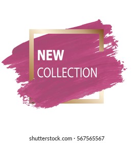 Logo paint template. Design abstract banner, flyers, leaflets, invitation, strokes of color paint and frame. Grunge texture paint brush hand-drawn.