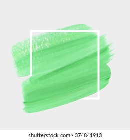 Logo paint template. Original grunge brush paint texture design acrylic stroke poster over square frame vector. Original rough paper hand painted vector. Perfect design for headline, logo and banner.