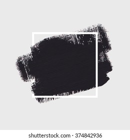 Logo paint template. Original grunge brush paint texture design acrylic stroke poster over square frame vector. Original rough paper hand painted vector. Perfect design for headline, logo and banner.