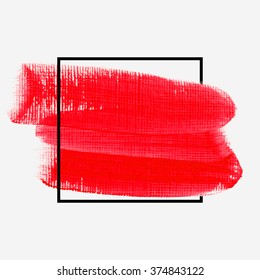 Logo paint template. Original grunge brush paint texture design acrylic stroke poster over square frame vector. Original rough paper hand painted vector. Perfect design for headline, logo and banner.