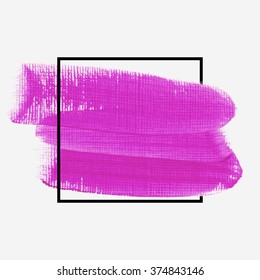 Logo paint template. Original grunge brush paint texture design acrylic stroke poster over square frame vector. Original rough paper hand painted vector. Perfect design for headline, logo and banner.