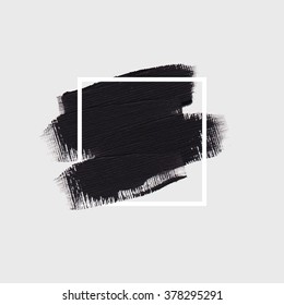 Logo paint template. Original grunge brush paint texture design acrylic stroke poster over square frame vector. Original rough paper hand painted vector. Perfect design for headline, logo and banner.