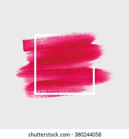 Logo paint template. Original grunge brush paint texture design acrylic stroke poster over square frame vector. Original rough paper hand painted vector. Perfect design for headline, logo and banner.
