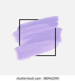 Logo paint template. Original grunge brush paint texture design acrylic stroke poster over square frame vector. Original rough paper hand painted vector. Perfect design for headline, logo and banner.
