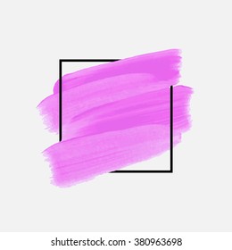 Logo paint template. Original grunge brush paint texture design acrylic stroke poster over square frame vector. Original rough paper hand painted vector. Perfect design for headline, logo and banner.