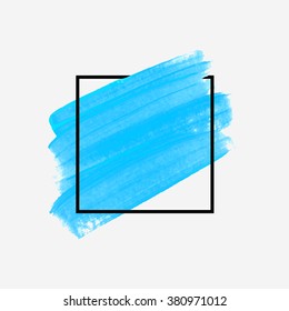 Logo paint template. Original grunge brush paint texture design acrylic stroke poster over square frame vector. Original rough paper hand painted vector. Perfect design for headline, logo and banner.
