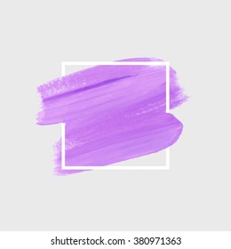 Logo paint template. Original grunge brush paint texture design acrylic stroke poster over square frame vector. Original rough paper hand painted vector. Perfect design for headline, logo and banner.