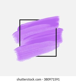 Logo paint template. Original grunge brush paint texture design acrylic stroke poster over square frame vector. Original rough paper hand painted vector. Perfect design for headline, logo and banner.