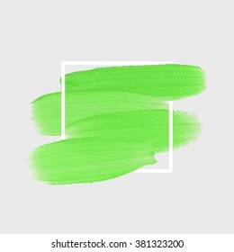 Logo paint template. Original grunge brush paint texture design acrylic stroke poster over square frame vector. Original rough paper hand painted vector. Perfect design for headline, logo and banner.