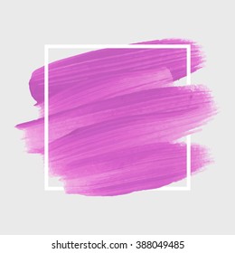 Logo paint template. Original grunge brush paint texture design acrylic stroke poster over square frame vector. Original rough paper hand painted vector. Perfect design for headline, logo and banner.