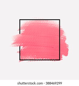 Logo paint template. Original grunge brush paint texture design acrylic stroke poster over square frame vector. Original rough paper hand painted vector. Perfect design for headline, logo and banner.