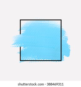 Logo paint template. Original grunge brush paint texture design acrylic stroke poster over square frame vector. Original rough paper hand painted vector. Perfect design for headline, logo and banner.