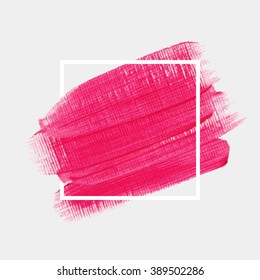 Logo paint template. Original grunge brush paint texture design acrylic stroke poster over square frame vector. Original rough paper hand painted vector. Perfect design for headline, logo and banner.