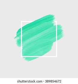 Logo paint template. Original grunge brush paint texture design acrylic stroke poster over square frame vector. Original rough paper hand painted vector. Perfect design for headline, logo and banner.