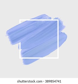 Logo paint template. Original grunge brush paint texture design acrylic stroke poster over square frame vector. Original rough paper hand painted vector. Perfect design for headline, logo and banner.
