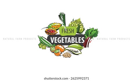 logo with painted fresh vegetables