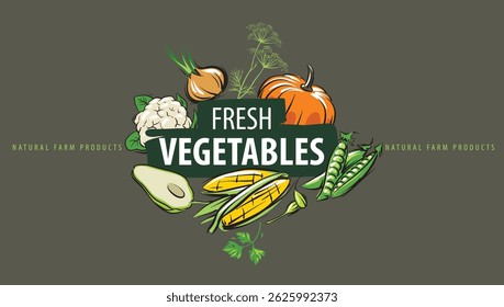 logo with painted fresh vegetables