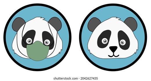 Logo de un par de cabezas de panda, muy adecuado para ser utilizado como mascota, marca y compañía.