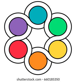 logo palette of colors, the interweaving of the circuits of the spinner, vector infographics template