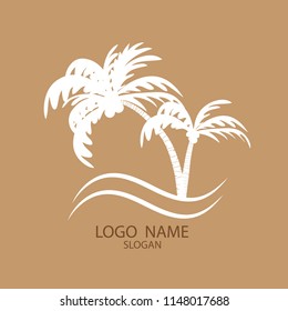 logo of  palm and coconut trees, Summer holidays design Labels, Badges,emblem,vector illustration, Vector illustration vintage style. 