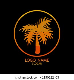 logo of  palm and coconut trees, Summer holidays design Labels, Badges,emblem,vector illustration, Vector illustration vintage style. 