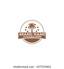 logo palm in dream place vector design