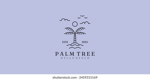 logo palm tree line simple vector logo illustration design