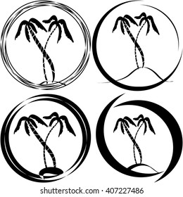 logo with a palm tree on white background