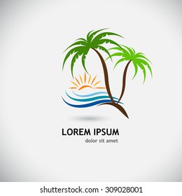 logo palm trees sun wave. Vector