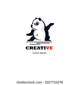 Logo with panda animal theme with martial arts. Cute pandas. karate logos. Brand martial arts school