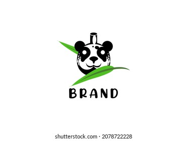 Logo Panda Bottle Black Color Vector Illustration Template With Elegant Design Good For Any Industry