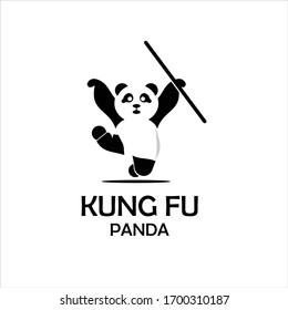 Logo Panda Cartoon Charakter in Kung Fu Aktionen.