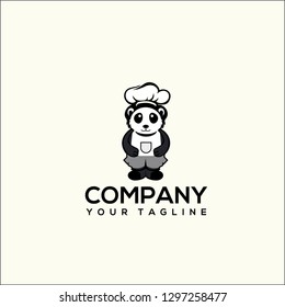 logo panda chef simple cartoon, Paper sticker of panda chef cartoon character giving thumb up illustration vector. - Vector 