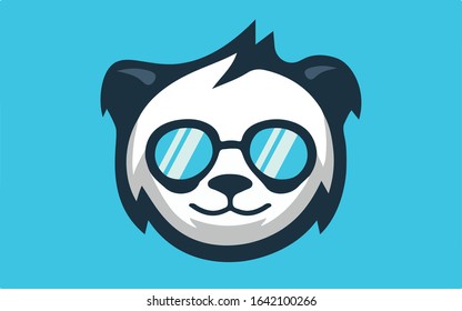 logo panda with glasses vector