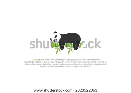 logo panda sleeping on bamboo lazy cute