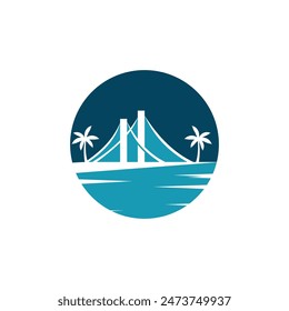 logo pantai dan jembatan abstrak vektor