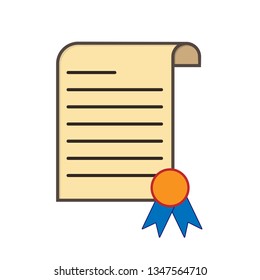 Logo paper scroll with a medal, a flat image