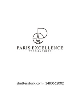 LOGO Paris in the letter PE. Paris logo vector template. PE logo vecctor template