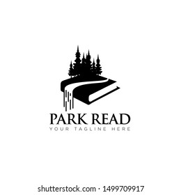 Logo Park Read, Creative Design between Books and Waterfalls